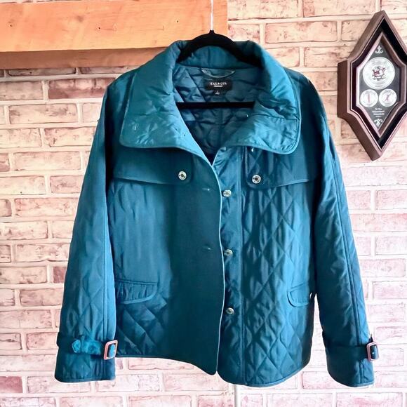Talbots Bluegreen Quilted Jacket Large (L376) - Picture 2 of 8